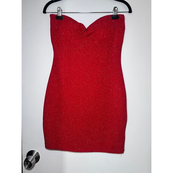 Symphony Dresses & Skirts - Red Strapless Glitter Mini Dress – Symphony – Size Large in Juniors